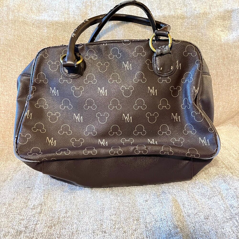 Disney Mickey Mouse Monogram Brown Satchel Handbag‎ Purse - Picture 2 of 6